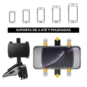 Suporte Veicular Multifuncional para Painel e Retrovisor HolderPro