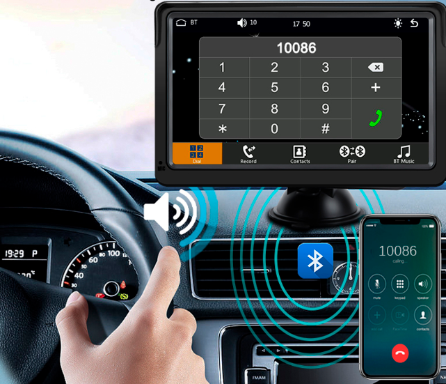 Central Multimídia Portátil Universal com Apple CarPlay e Android Auto