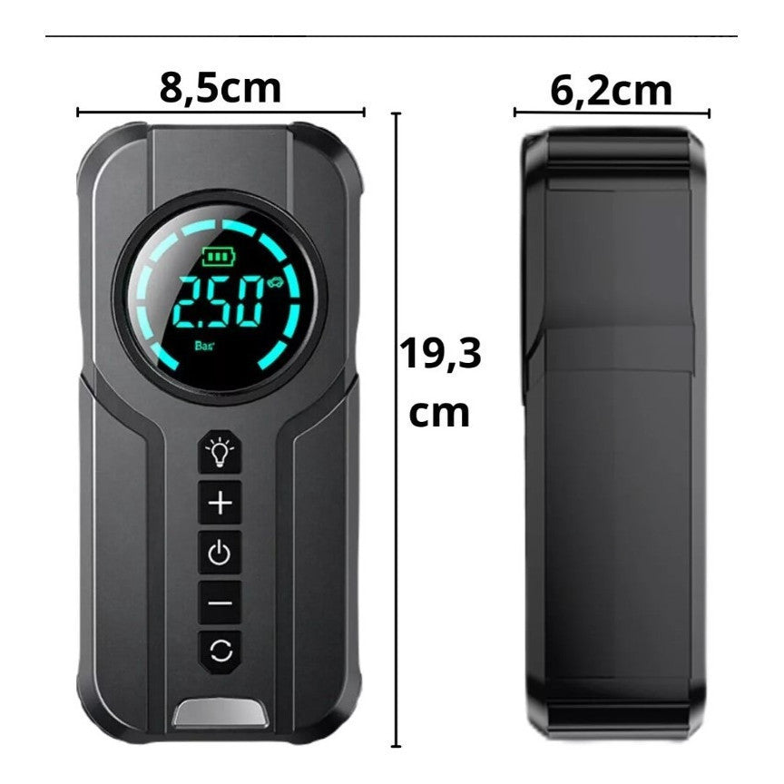 Compressor de Ar Portátil e Auxiliar de Partida 2 em 1